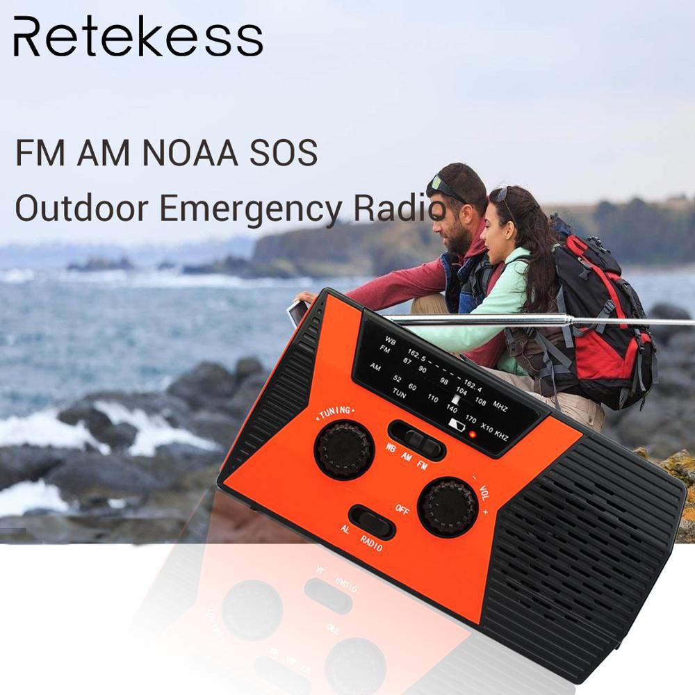 Radio Retekess HR12W AM FM NOAA 2000mAh có đèn pin LED phát tín hiệu SOS kiêm sạc dự phòng cho điện thoại