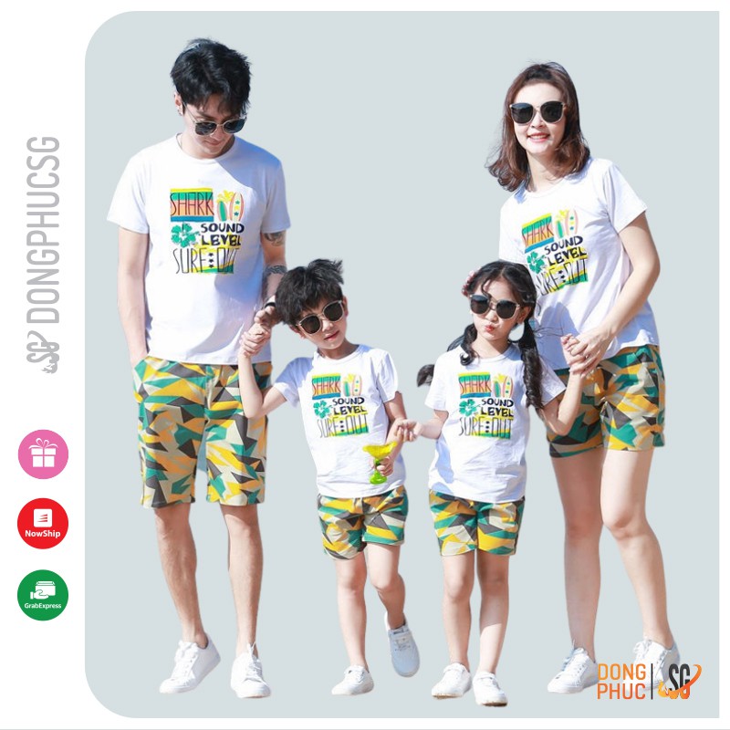 Áo thun gia đình đi biển Đồng phục gia đình 3/4/5 người giá rẻ Thun cotton 4 chiều GD410T