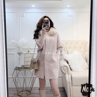 Khoác len ép lông thỏ sang chảnh ( ảnh thật chụp sàn)