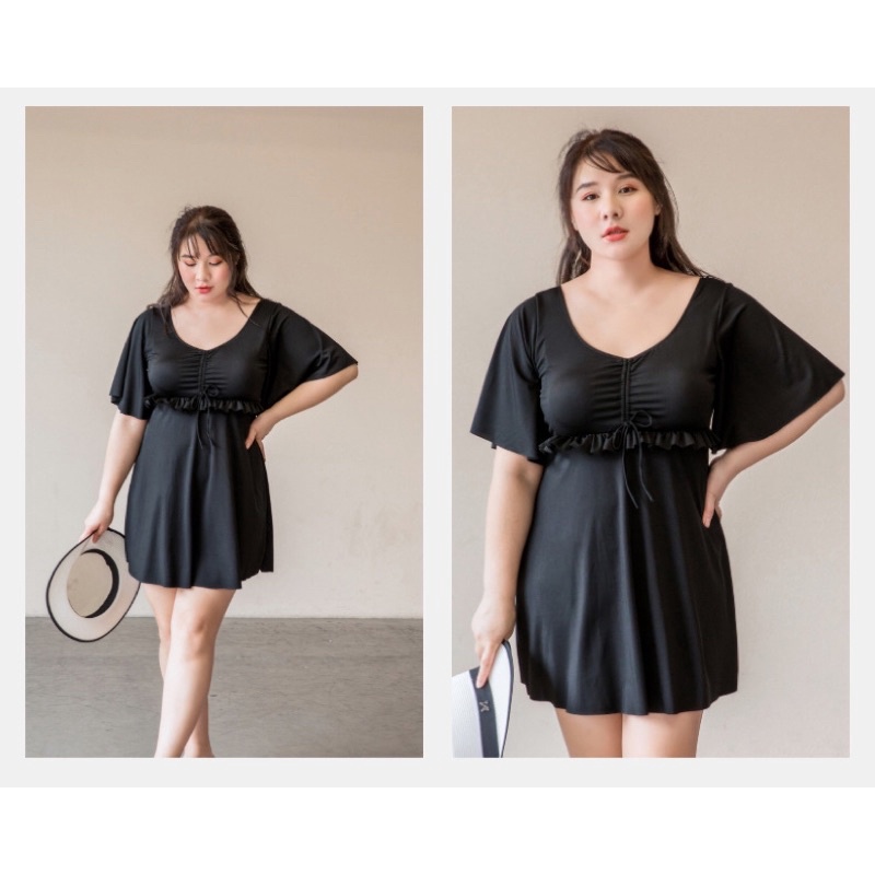 bộ bơi đầm big size đen trơn kín đáo đi biển size 70-85kg