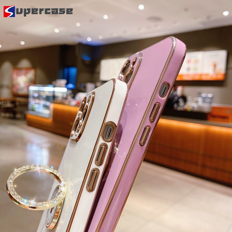 Ốp Điện Thoại Tpu Dẻo Mạ Viền 6d Kèm Giá Đỡ Nhẫn Hình Cỏ Ba Lá Cho Xiaomi Mi 11 10 Pro Lite Ultra 10s 10t Lite Poco M2 Pro