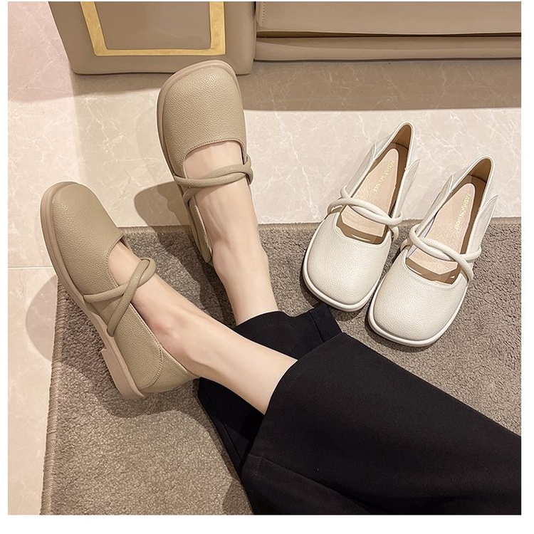 Giày Búp Bê Đế Mềm Màu Trơn Phong Cách Vintage Pháp Cho Nữ Màu Sắc