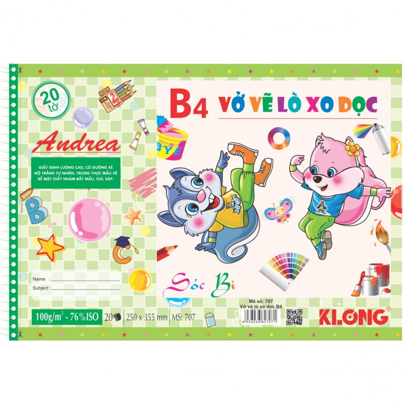 Vở vẽ lò xo B4 - 20 tờ K:ONG MS: 707