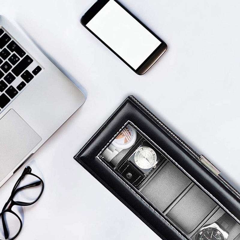 Giá Đỡ Đồng Hồ 6 Ngăn Bằng Thủy Tinh Tinh Chống Bụi Chống Trầy Dùng Cho Sử Dụng Cá Nhân / Cửa Hàng / Nhà Ở