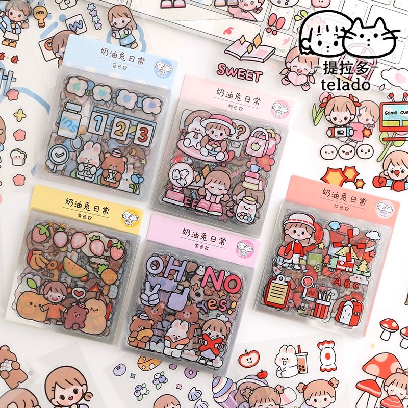 Sticker Cute 2D Dán Bình Nước, Laptop, Điện Thoại (1 Miếng Dán 8x8cm)