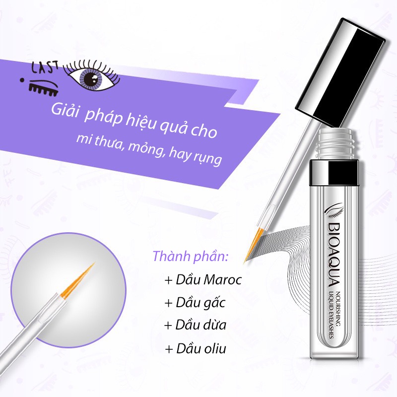 Serum mascara dưỡng mi dài và dày Bioaqua Nourishing Liquid Eyelash 7ml hàng nội địa Trung