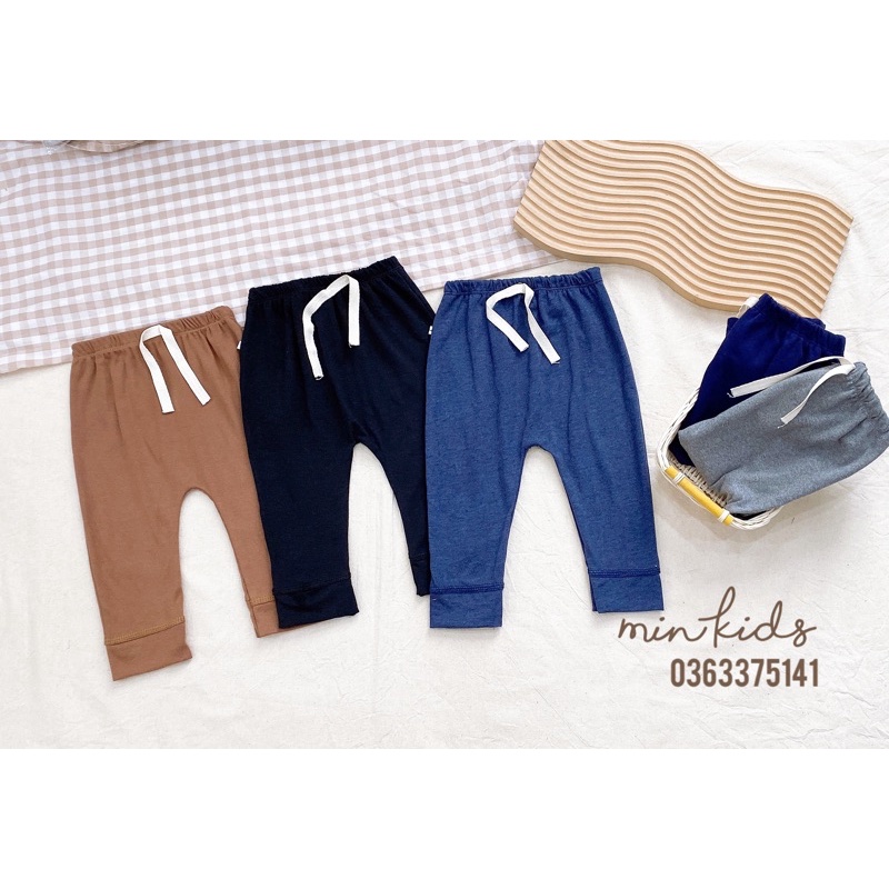 Quần dài cotton đũng rộng cho bé - Bảng màu trơn