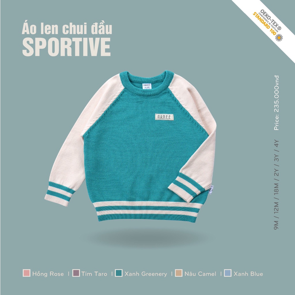 [CHÍNH HÃNG]Áo len chui đầu thu đông cho bé sportive Hrnee