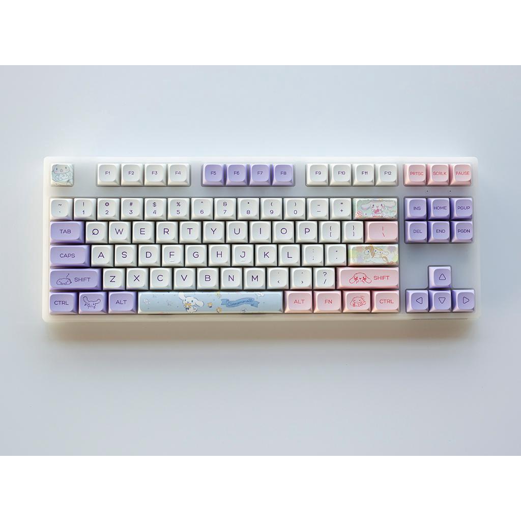 Bộ Keycap Tím - Keycap Cinnamon dog cute. Profile XDA - nhựa PBT - Bao dễ thương profile 147 nút