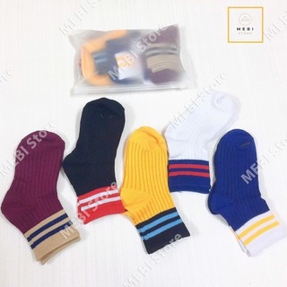 (Ảnh thật 100%) Set 5 đôi tất, vớ trẻ em cổ kẻ sắc màu, phong cách hàn quốc cho bé yêu từ 1-4 tuổi, 4-8 tuổi