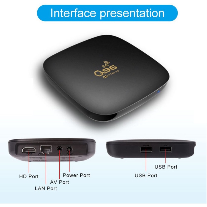 Tv Box-Smart Box Tv G96 Android 11 Ram 4GB Rom 32GB 4K 1080p Wifi 2.4g & 5g Xem Miễn Phí 200 Kênh Truyền Hình-Thể Thao B