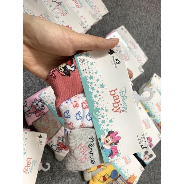 Set 3 đôi tất Disney xuất dư size 0-36m