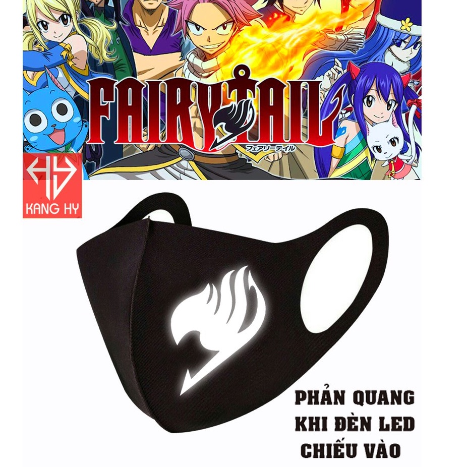 Khẩu trang Fairy Tail Phản Quang 🌺 FREESHIP 🌺 Khẩu trang anime manga Fairy tail in theo yêu cầu