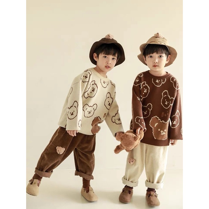 Quần dài vải nhung mềm mại thời trang xuân thu cho bé trai và gái 2021