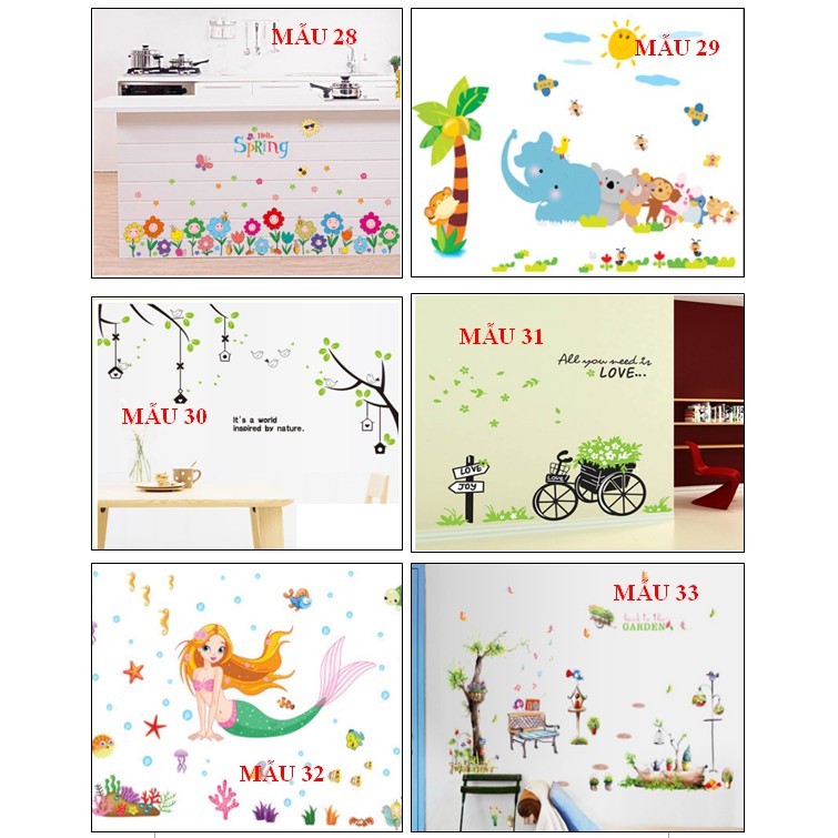 COMBO 2 tấm decal trang trí tường chống thấm nước