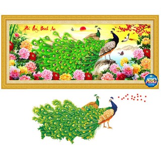 Tranh đính đá chim công LV137 (113 x 55 cm)