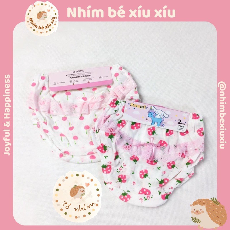 Quần chip/Quần lót thông hơi viền ren điệu đà cho bé gái (7-22.5 kg) nhimbexiuxiu