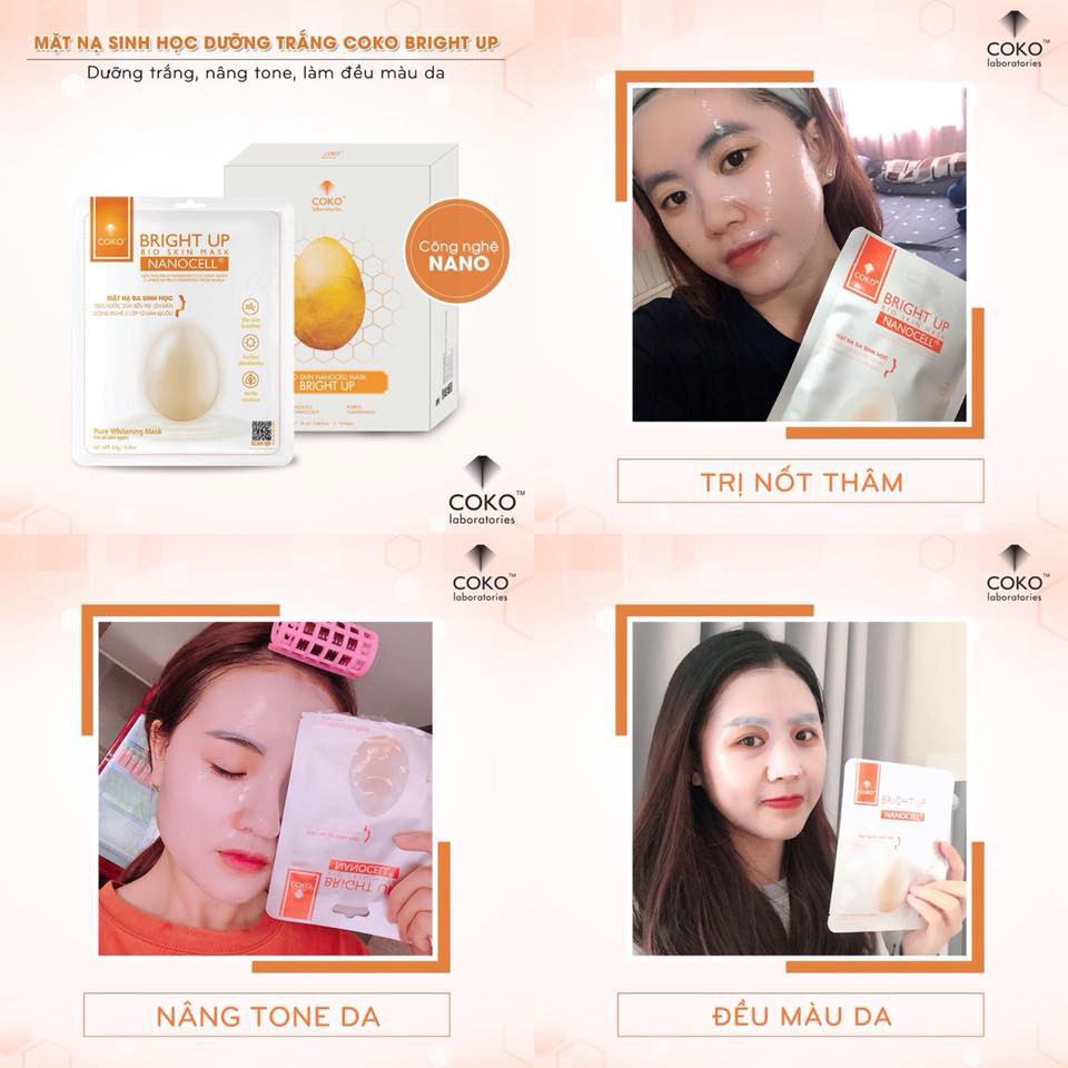 MẶT NẠ DƯỠNG TRẮNG DA SINH HỌC COKO Bright Up Nanocell Mask