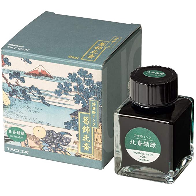 Mực bút máy Nhật Taccia, màu xanh lục Hokusai Sabimidori lấy cảm hứng từ tranh khắc gỗ Nhật Ukiyo-e