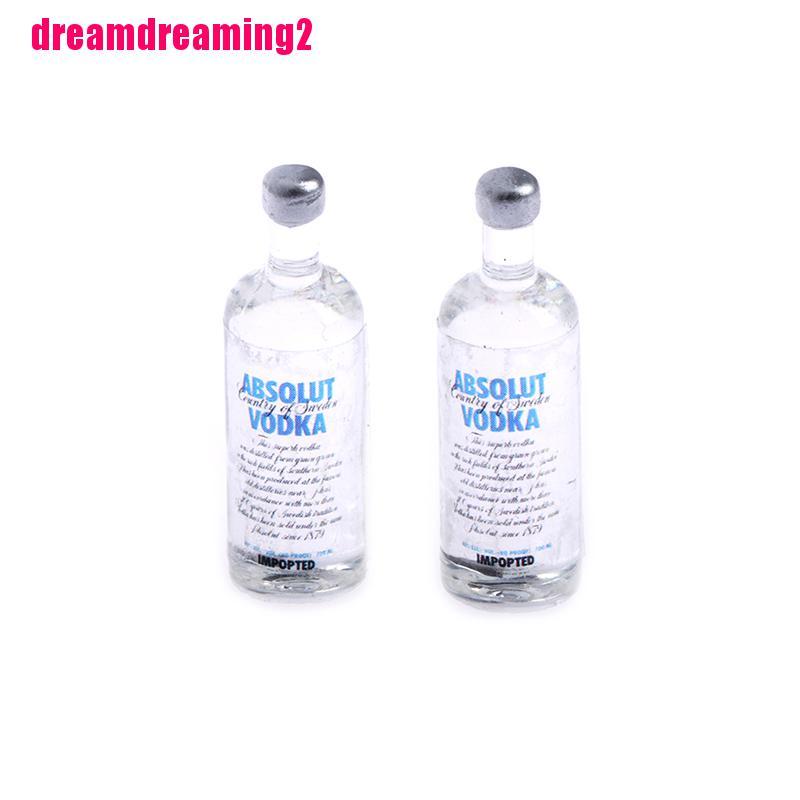 [Dream]2Pcs 1:12 miniature wine vodka bottles doll house decor accessories