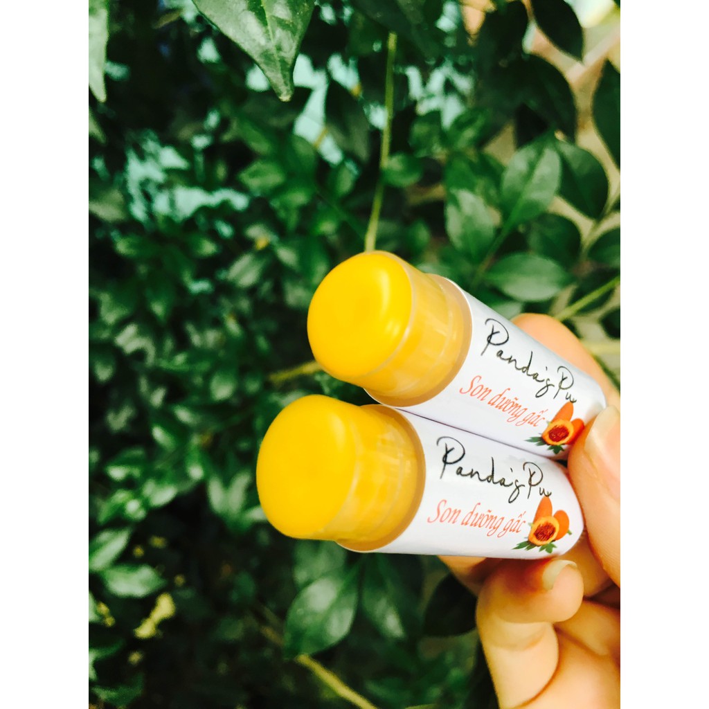 Son dưỡng Gấc - Đào Panda's Pu 100% chiết suất thiên nhiên mềm môi Handmade không chất bảo quản không hóa chất độc hại