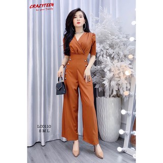 Jumpsuit Ống Suông Cổ Đắp Chéo Thiết Kế CRAZYTEEN (LC0110)