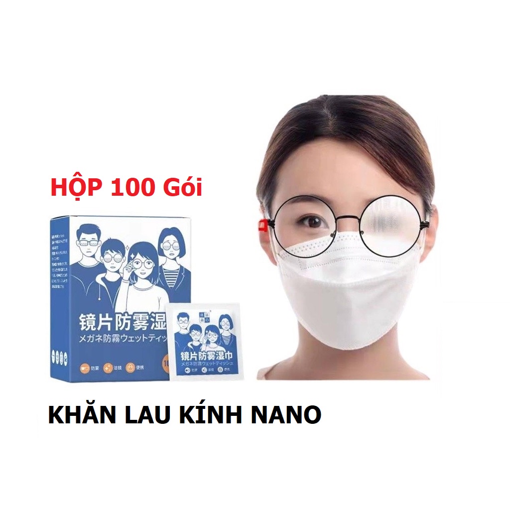 Hộp 100 Miếng Khăn Lau Kính Sử Dụng Công Nghệ Nano, Chống Bám Bụi Bẩn, Vân Tay Trên Kính Mắt, Gương. Phụ Kiện Home 7227