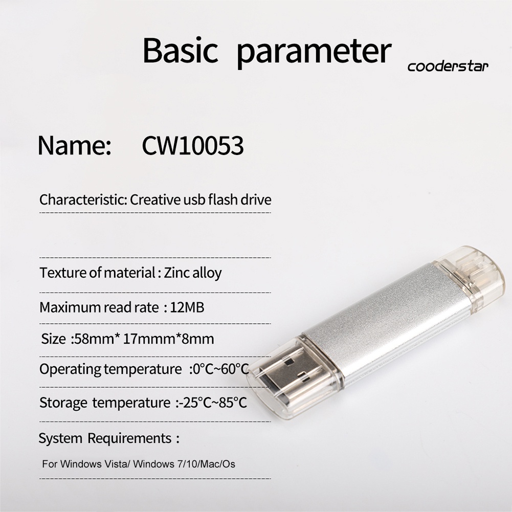 COOD-st USB Disk USB 2.0 16G Capacity Zinc Alloy Fast Speed OTG Function U Disk for Computer