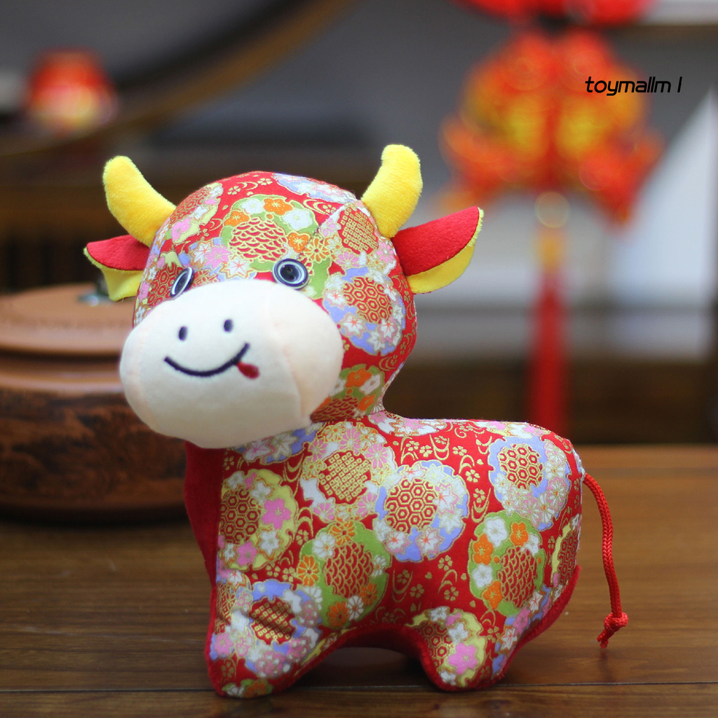 toymall Cartoon Cow Plush Toy Kids Mascot Doll Home Party Gift Coffee Shop Ornament