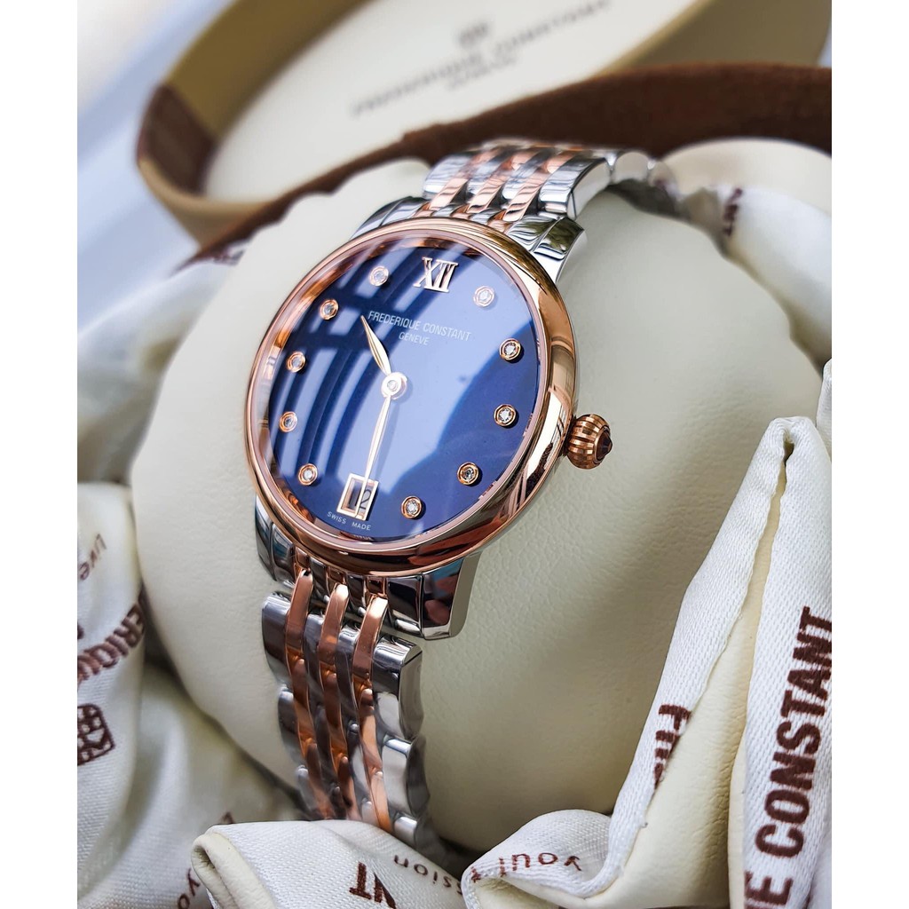Đồng hồ nữ chính hãng Frederique Constant Slimline FC-220MPND1S22B - Máy Quartz Pin Thụy Sĩ - Kính Sapphire