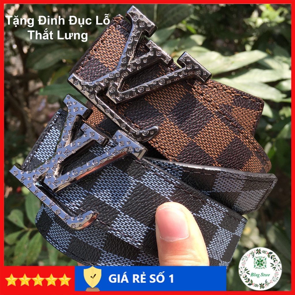 Thắt lưng nam lv, dây lưng lv thời trang, dây nịt nam cao cấp, mặt kim loại nguyên khối trẻ trung lịch lãm TLLV002D