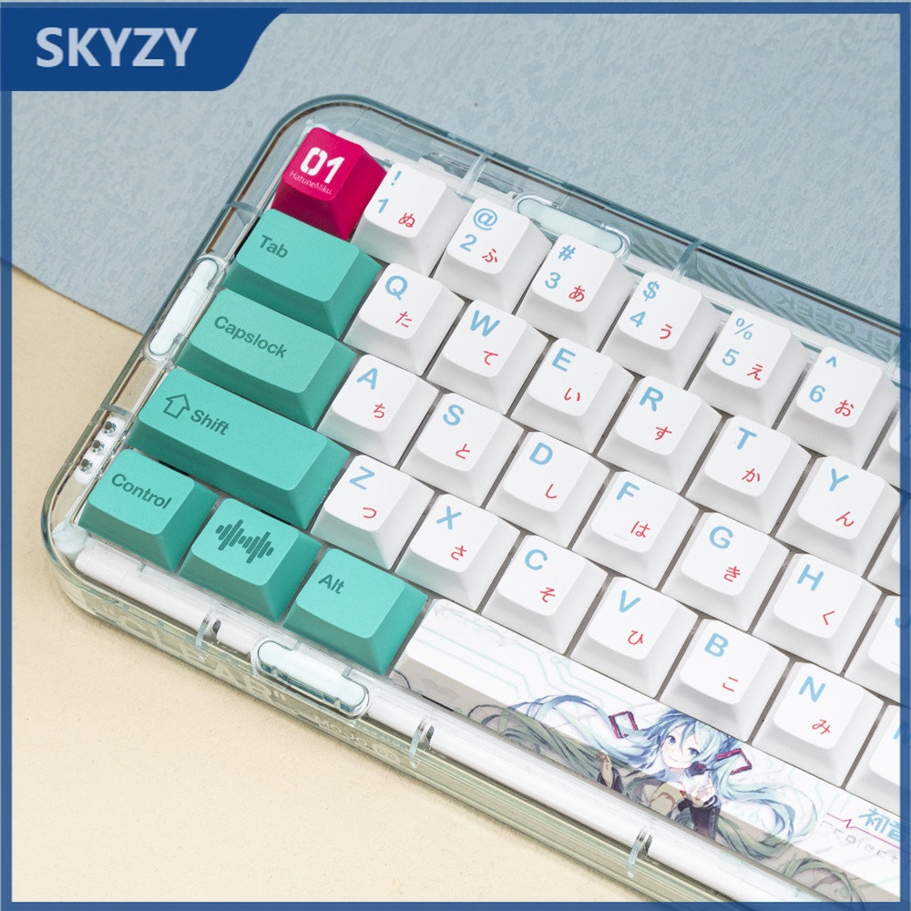 141 Phím Hatsune Miku Keycap Cherry Profile Anime PBT Dye Sub Bàn phím cơ học Keycap Set