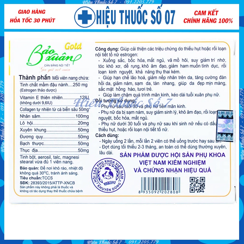 Viên Uống Bảo Xuân Gold Nam Dược (30-50 Tuổi) Cân Bằng Nội Tiết 30 Viên