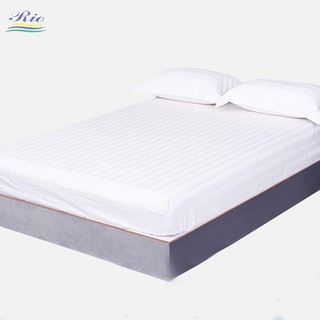 Bộ Drap Khách Sạn Trắng Sọc Vải Cotton 1m/m2/m4/m6/m8- Bộ Ga Trắng 3 Món Không Xù, Bền Màu