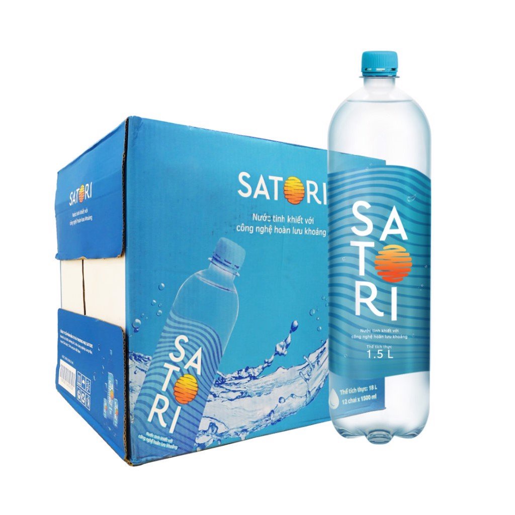 Nước tinh khiết Satori chai 1.5 lít - nước suối Date Mới