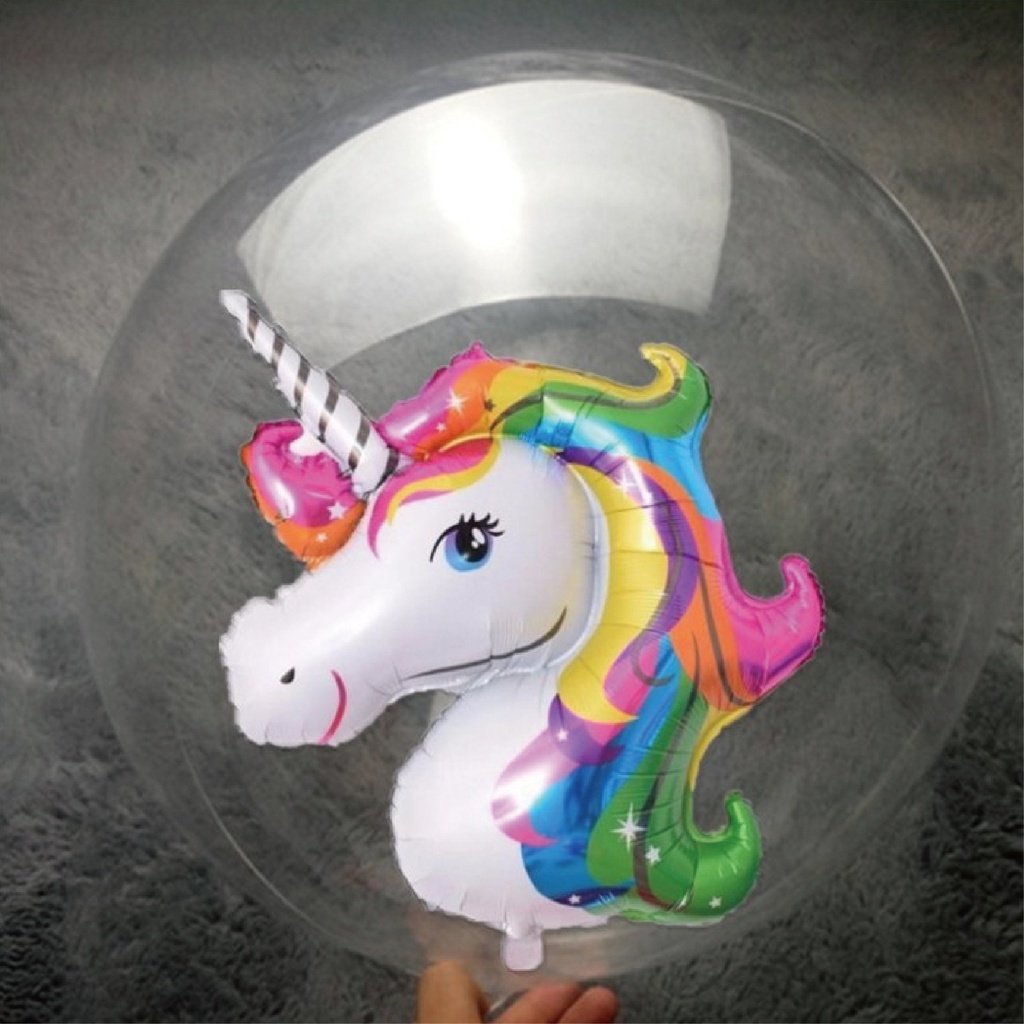 Set 2 Bong Bóng Trong Suốt 24 Inch Hình Kỳ Lân Trang Trí Tiệc Cưới