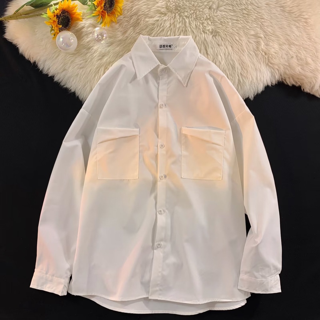 Áo Sơ Mi Nam Dài Tay Màu Trơn Thời Trang Nhật Bản Cỡ M-2XL