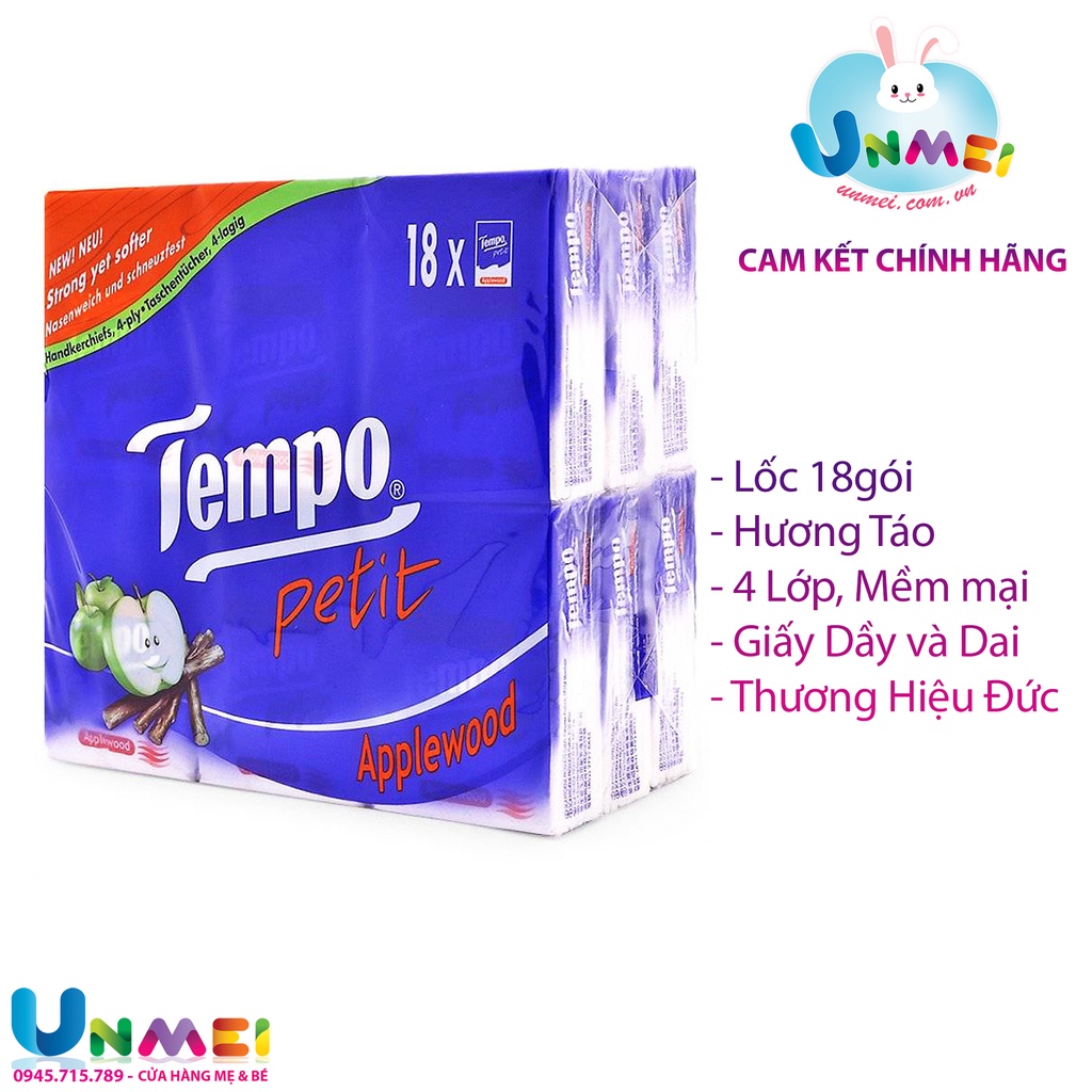 Tempo - Khăn Giấy Tempo 18 Gói - Khăn giấy bỏ túi Tempo Petit Cao Cấp  Mẹ và Bé Unmei