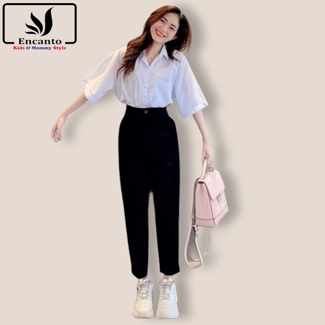 Quần tây nữ dáng baggy ống đứng vải cao cấp chống nhăn phù hợp đi làm đi học Encanto
