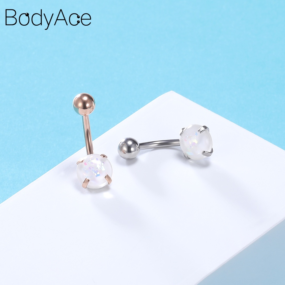 1 Khuyên Rốn Đính Đá Opal Bằng Thép Không Gỉ Nhiều Màu Sắc
