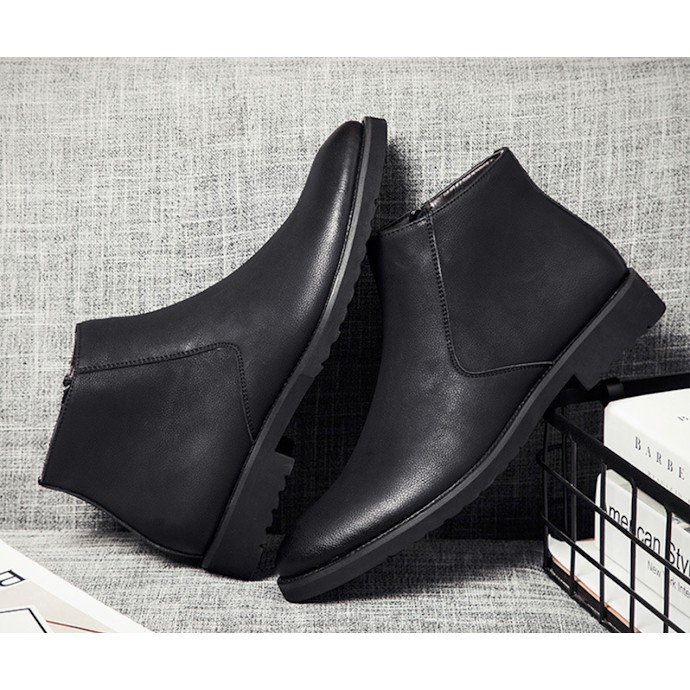 Giày Tây Boots nam cổ lửng Chelsea Boots Zip