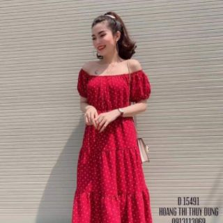 Váy maxi bi tầng trễ vai - Mặc đc 2 kiểu