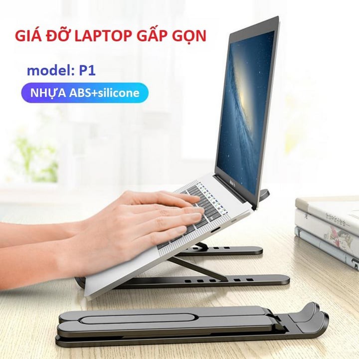 Giá đỡ laptop tuỳ chỉnh góc nghiêng để phù hợp góc nhìn của bạn, hỗ trợ tản nhiệt tốt cho máy tính laptop