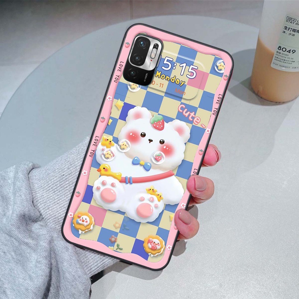 Ốp lưng Xiaomi Redmi Note 10 5G in hình gấu cute,bò sữa 3D cute dễ thương bảo vệ điện thoại.
