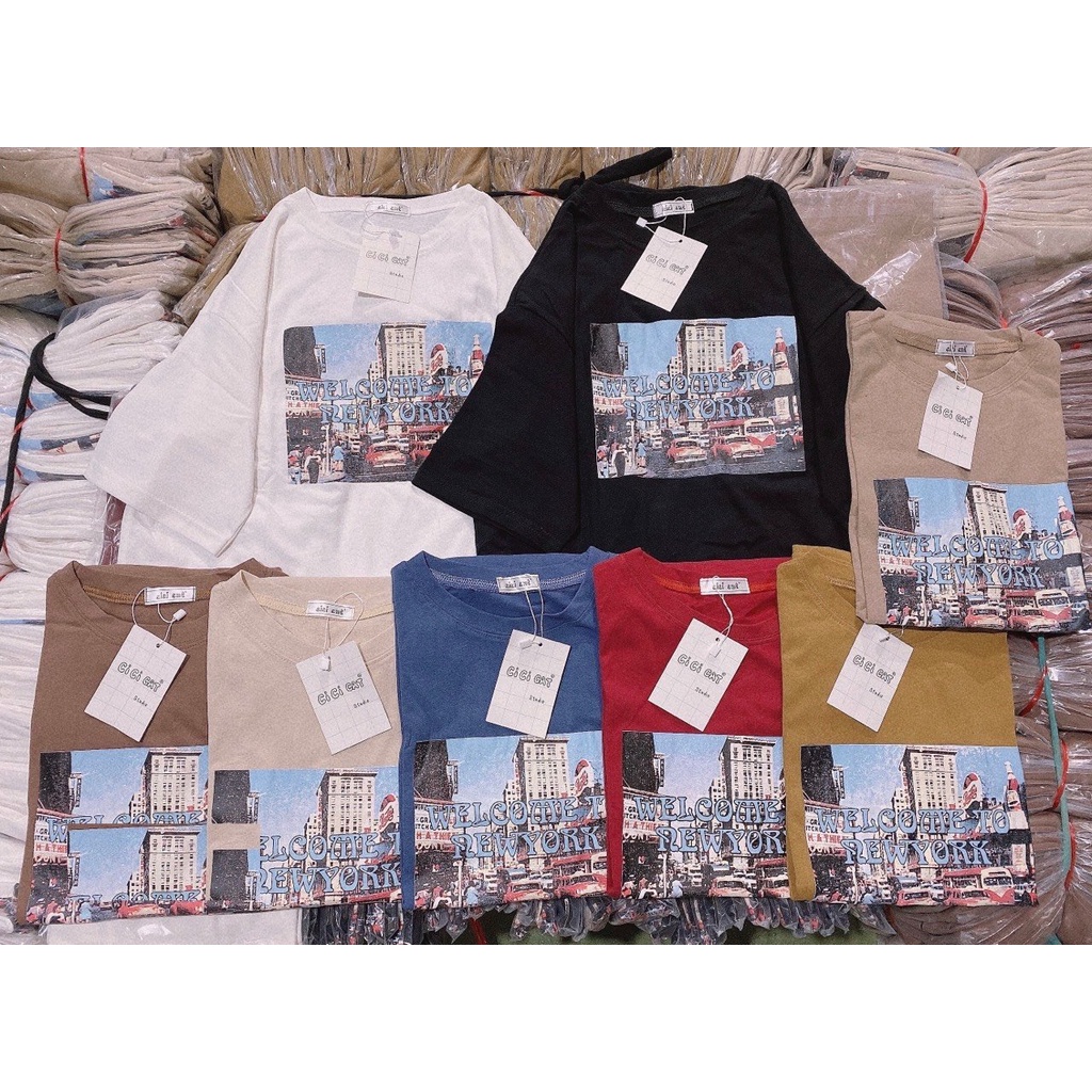 Áo Thun 3158 Welcome NY PEONYB Unisex [FREESHIP]  Phông form rộng tay lỡ in hình vintage, pull hàn quốc Ulzzang