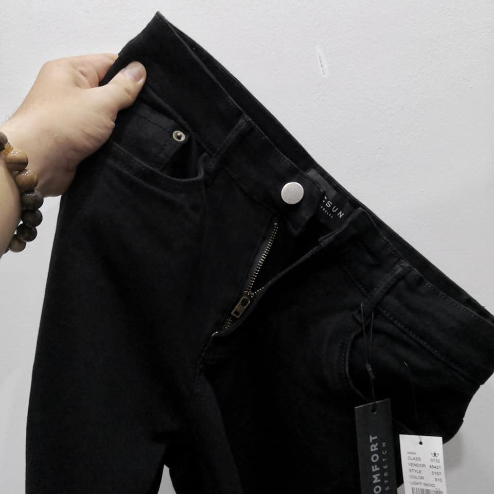 (Có video thật) Quần jean đen zipper trơn và rách gối ✔️quần jean zip ✔️quần jean đen nam Daddystore