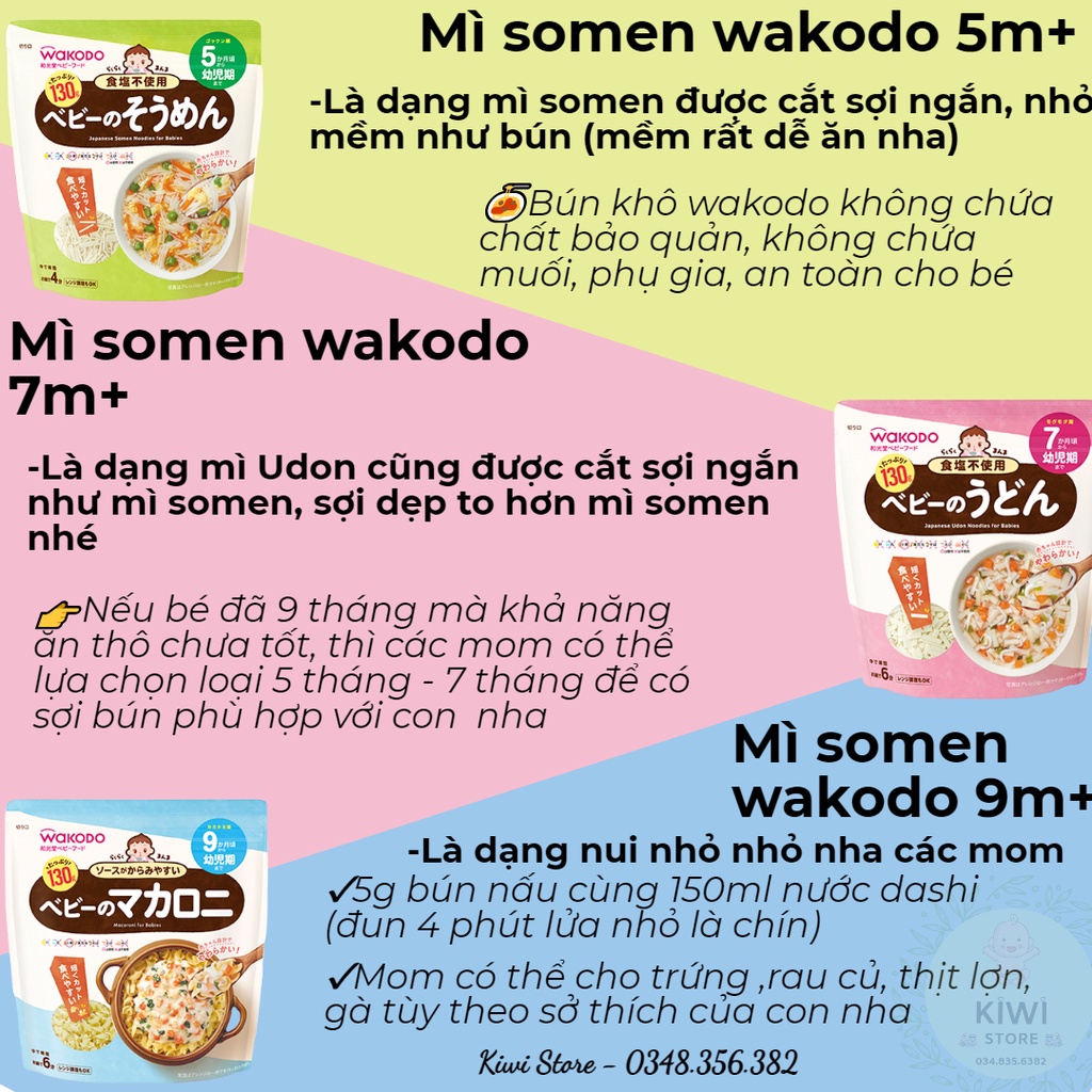 Mì Somen tách muối Wakodo Nhật gói 130gr cho bé ăn dặm