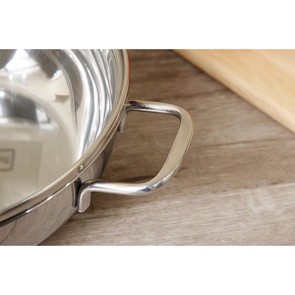 Nồi lẩu um xào inox 430 bếp từ 3 đáy Fivestar nắp kính