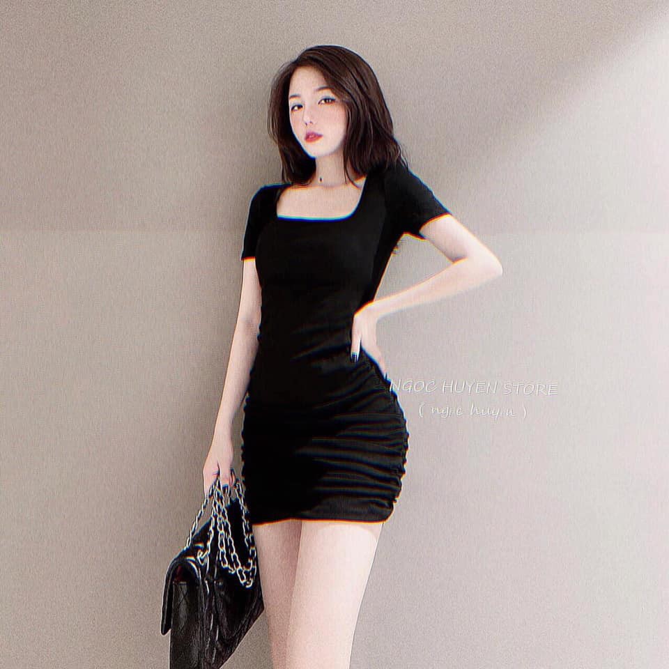 [RẺ VÔ ĐỊCH] Váy Đầm Nữ Body Cổ Vuông Nhún Hông HT06 | BigBuy360 - bigbuy360.vn