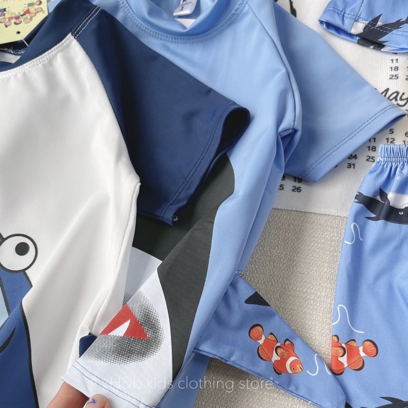 Bộ bơi bé trai họa tiết cá mập❤️ Sét bơi 3 chi tiết cho bé